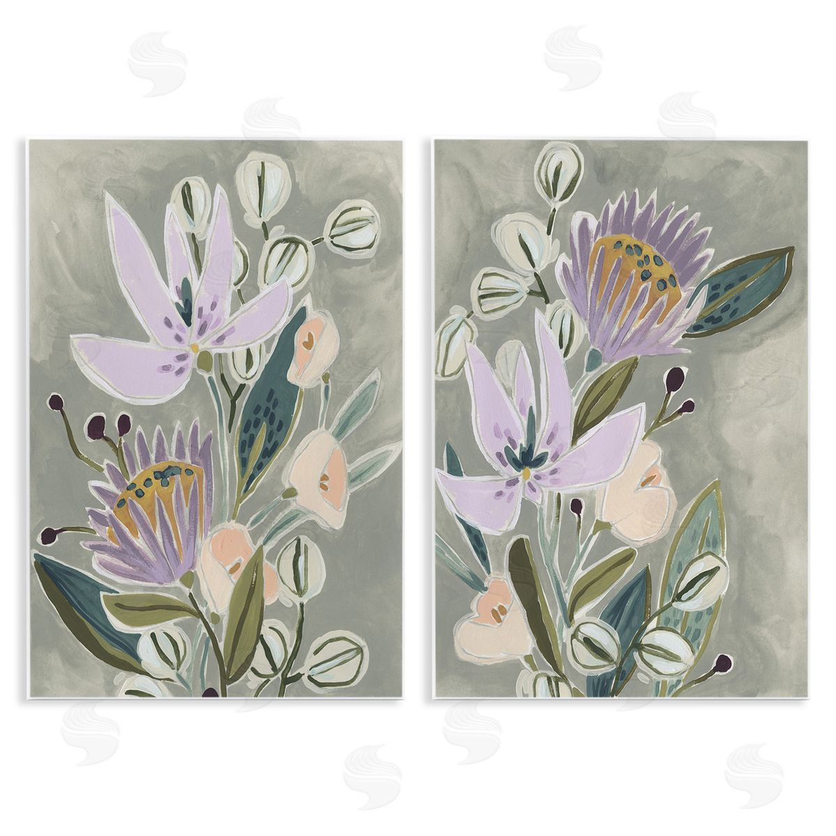 Abstract Purple Floral Arrangement Wood Plaque Wall Art, Home Decor by June Erica Vess