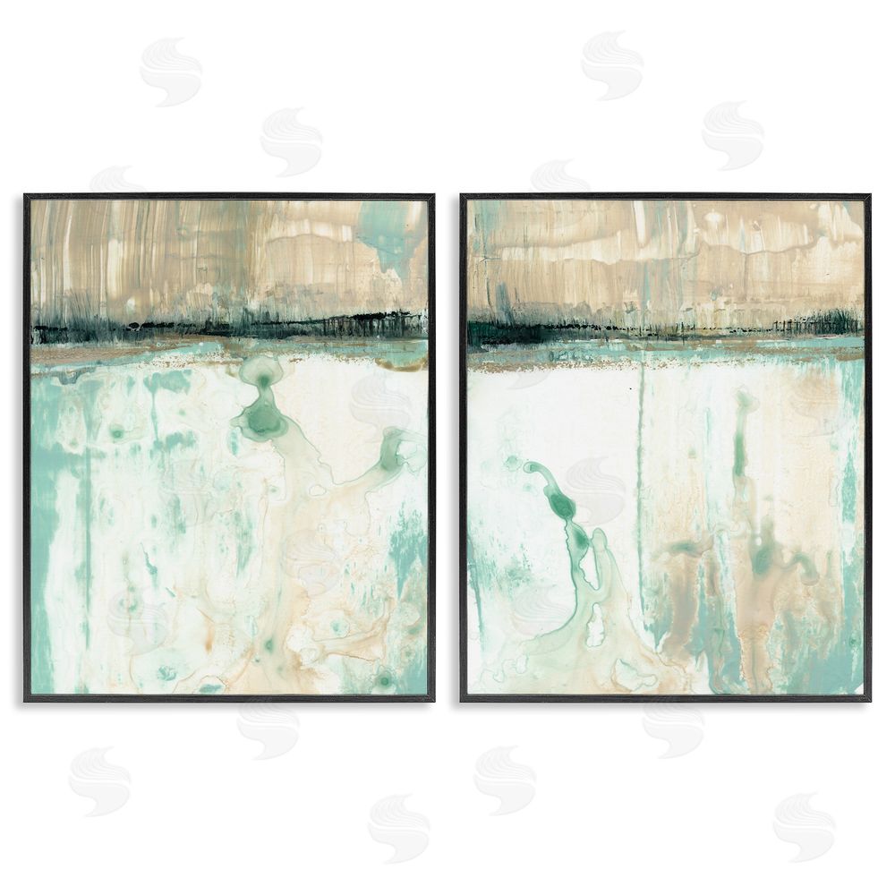 Jennifer Goldberger Abstract Lake Landscape Organic Blue Green Black Framed Giclee Wall Art Print