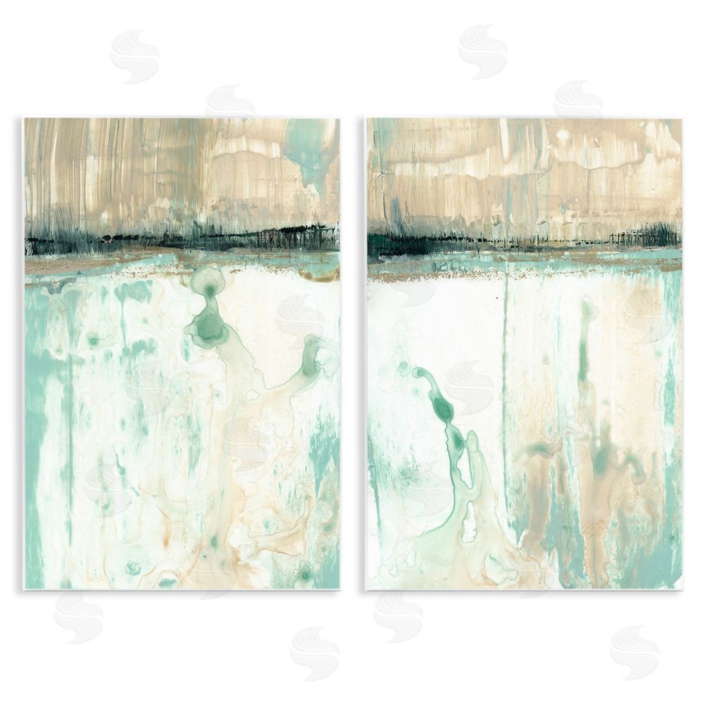 Jennifer Goldberger Abstract Lake Landscape Organic Blue Green Wooden Wall Plaque Art Print