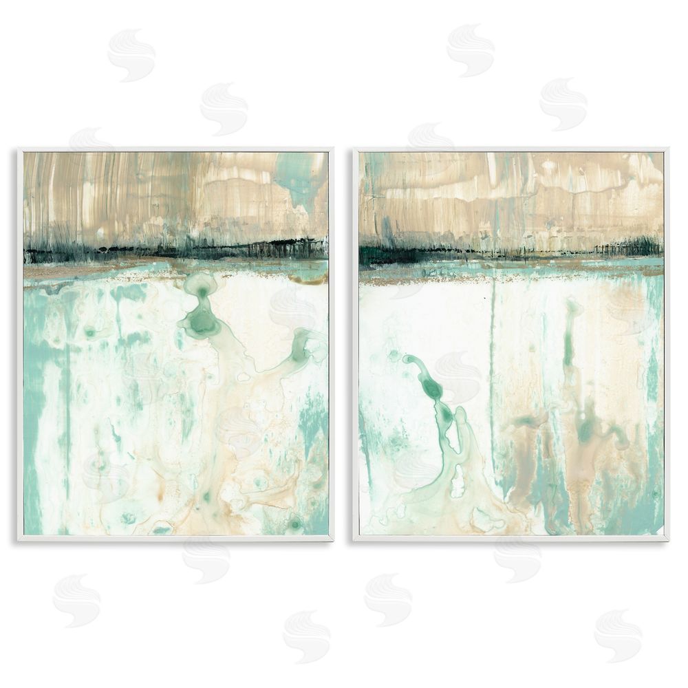 Jennifer Goldberger Abstract Lake Landscape Organic Blue Green White Framed Giclee Wall Art Print