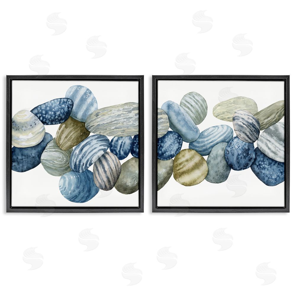 Grace Popp Rows of Stones Organic Patterns Black Floating Frame Canvas Wall Art Print