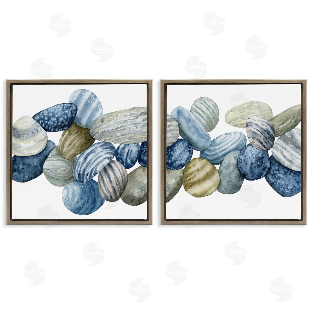 Grace Popp Rows of Stones Organic Patterns Brown Floating Frame Canvas Wall Art Print