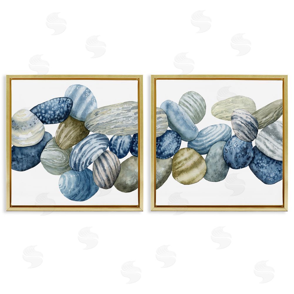 Grace Popp Rows of Stones Organic Patterns Gold Floating Frame Canvas Wall Art Print