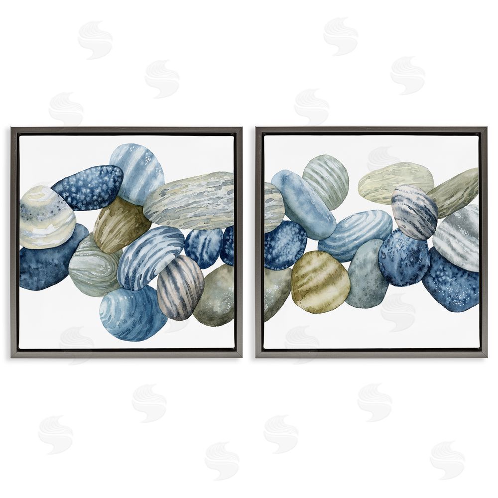 Grace Popp Rows of Stones Organic Patterns Gray Floating Frame Canvas Wall Art Print