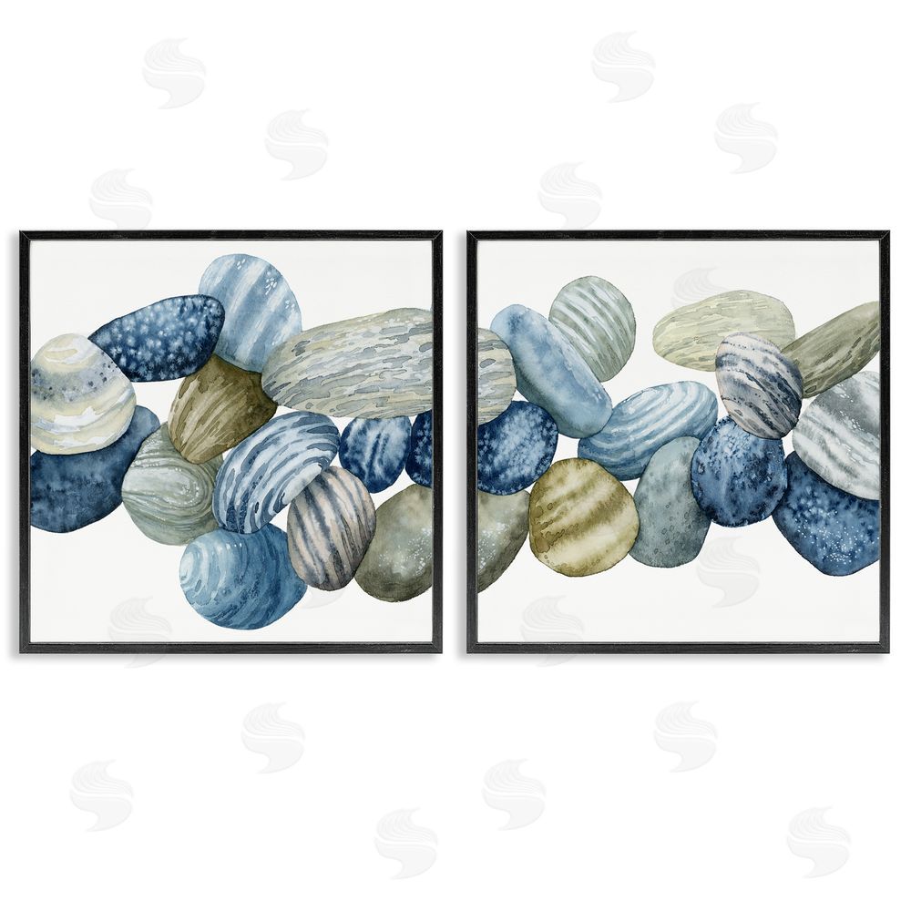 Grace Popp Rows of Stones Organic Patterns Black Framed Giclee Wall Art Print