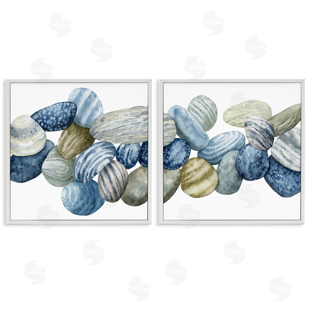 Grace Popp Rows of Stones Organic Patterns White Framed Giclee Wall Art Print