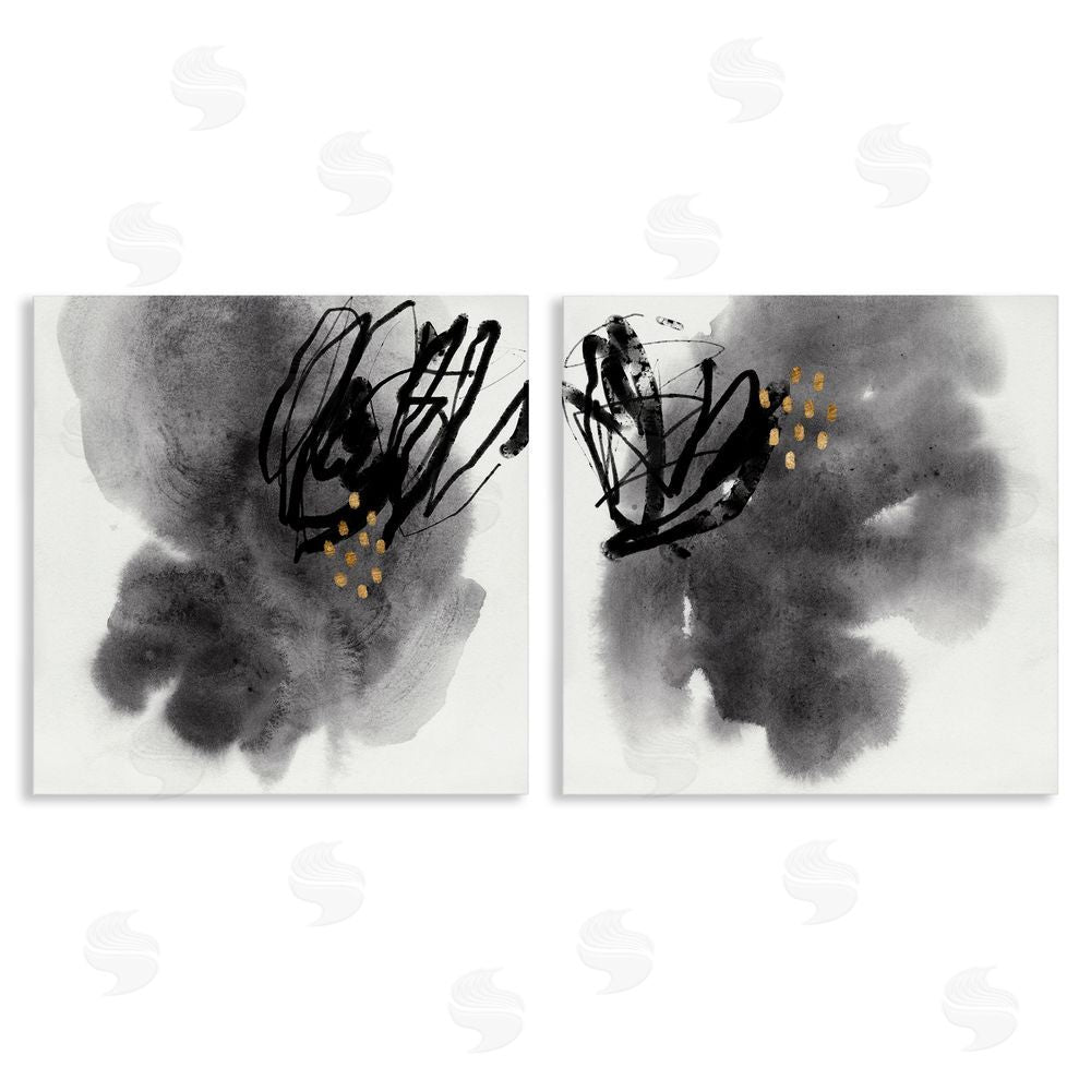 Jacob Green Energetic Black Lines Abstract Copper Mark Canvas Wall Art Print