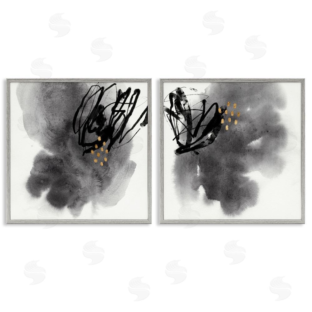 Jacob Green Energetic Black Lines Abstract Copper Mark Gray Framed Giclee Wall Art Print