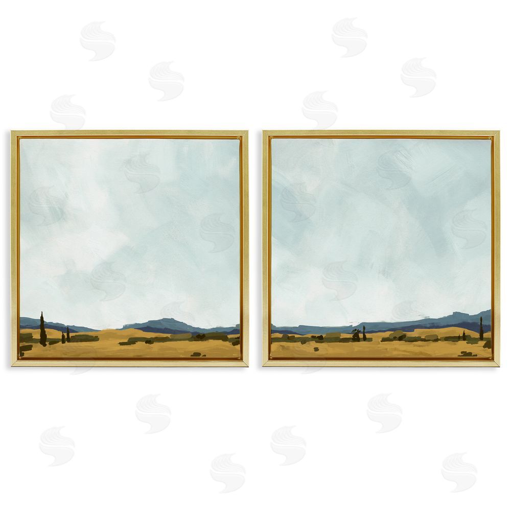 Jacob Green Mountain Meadow Landscape Countryside Gold Floating Frame Canvas Wall Art Print