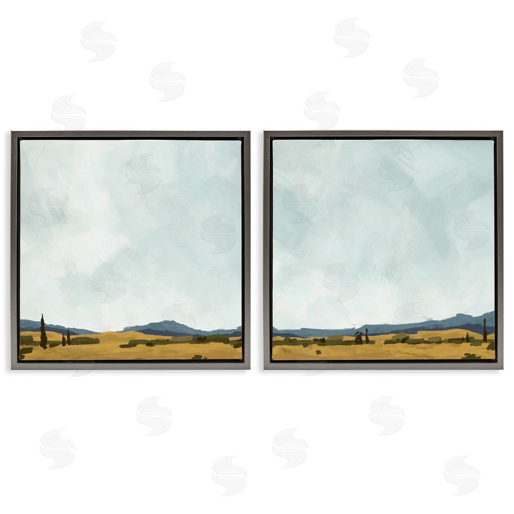 Jacob Green Mountain Meadow Landscape Countryside Gray Floating Frame Canvas Wall Art Print