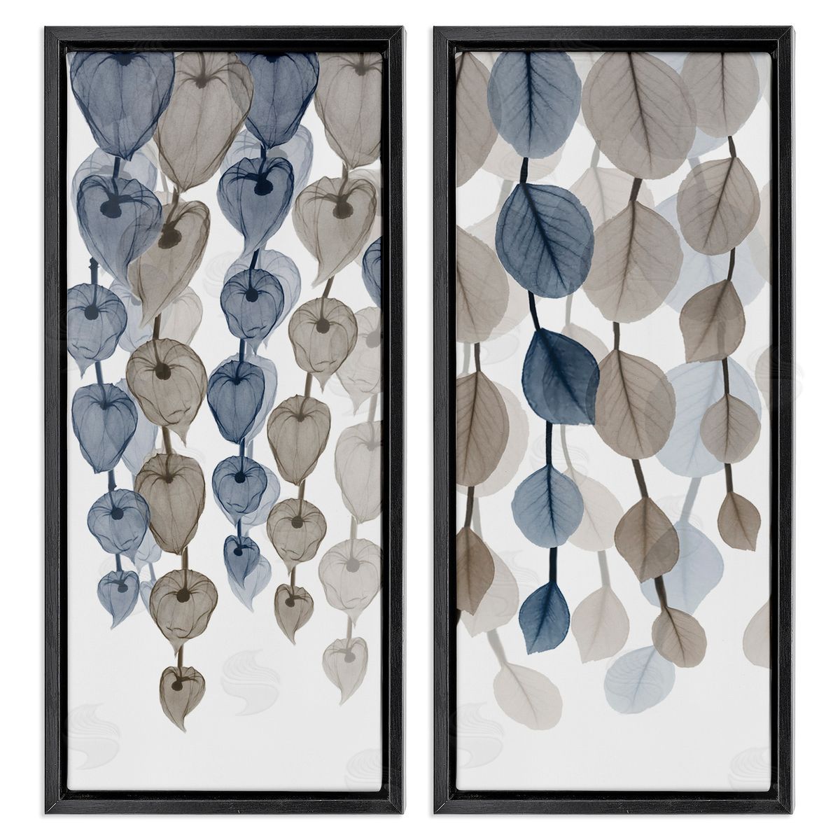 Neutral Opaque Cascading Leaves Black Floating Frame Canvas Wall Art, Home Decor by Albert Koetsier