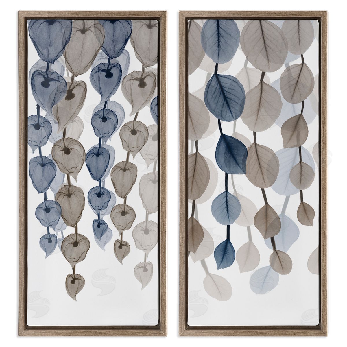 Neutral Opaque Cascading Leaves Brown Floating Frame Canvas Wall Art, Home Decor by Albert Koetsier