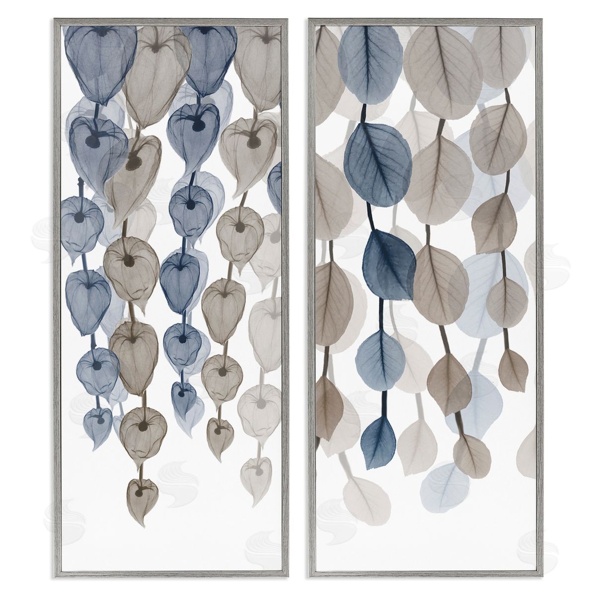 Neutral Opaque Cascading Leaves Grey Frame Print Wall Art, Home Decor by Albert Koetsier