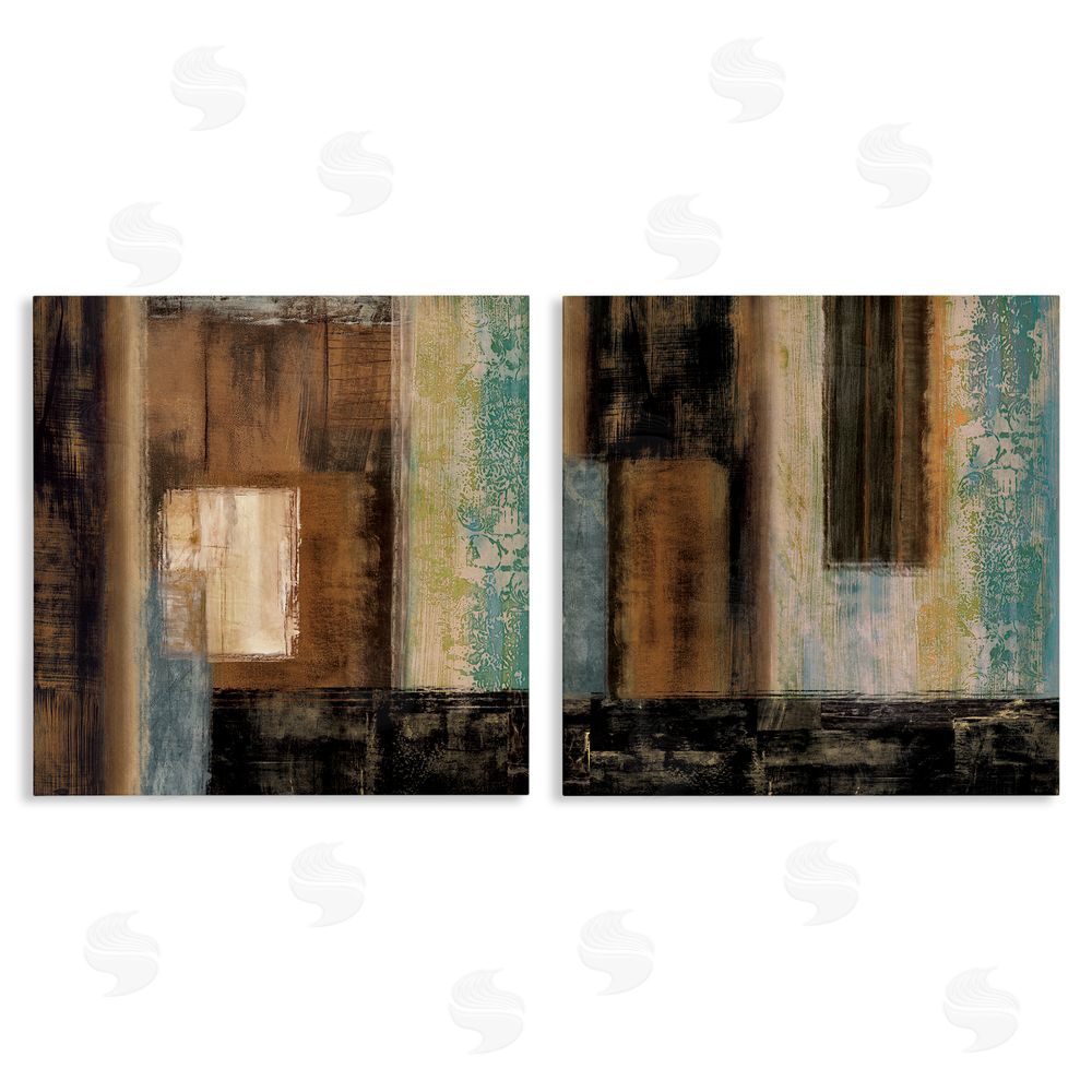 Brent Nelson Dominant Dark Abstract Shapes over Pastel Canvas Wall Art Print