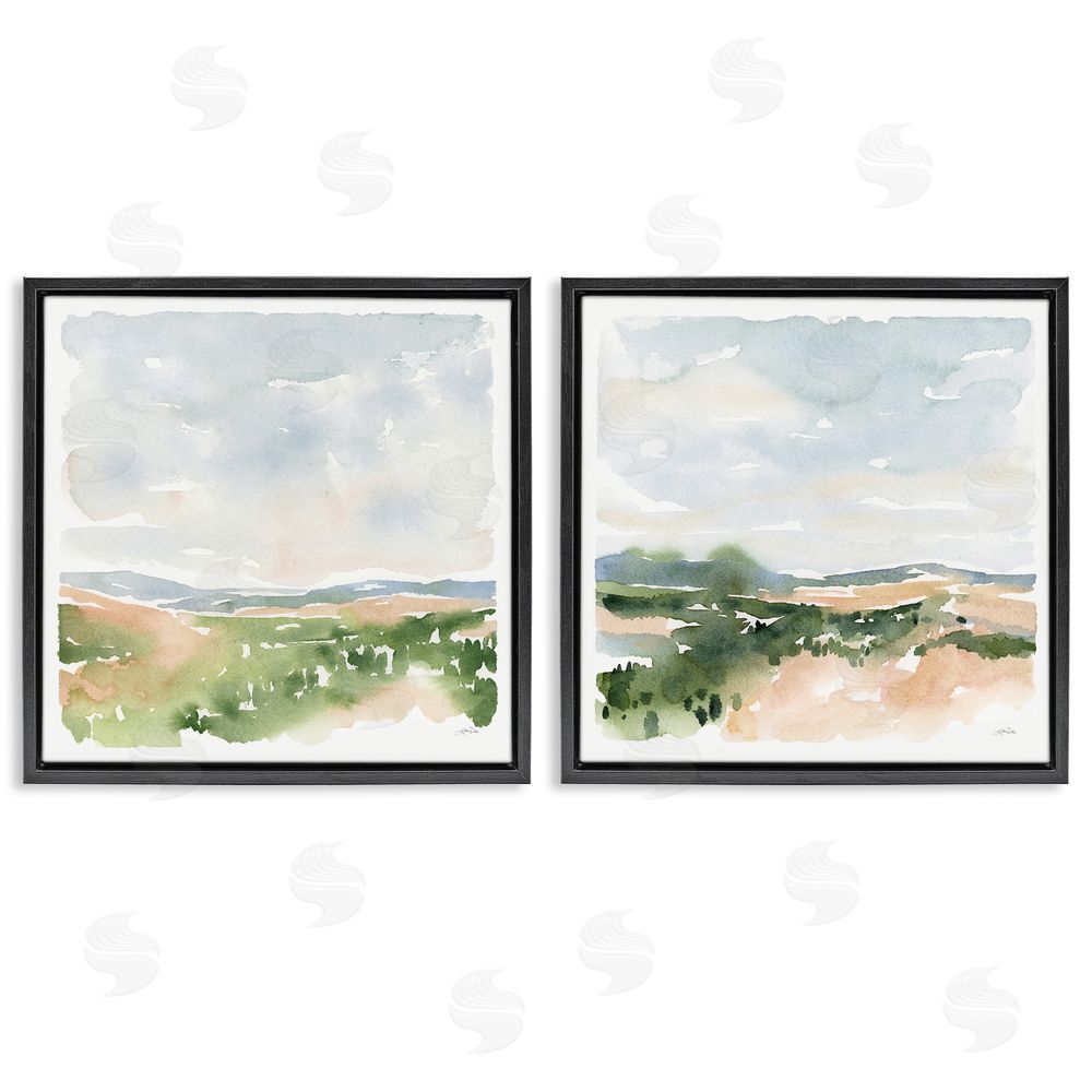 Katrina Pete Gentle Tree Meadow Soft Watercolor Black Floating Frame Canvas Wall Art Print