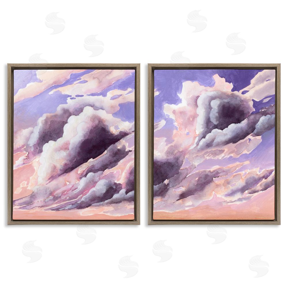Grace Popp Cumulus Cloudy Sky Blue Orange Sunset Brown Floating Frame Canvas Wall Art Print