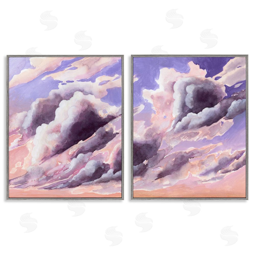 Grace Popp Cumulus Cloudy Sky Blue Orange Sunset Gray Framed Giclee Wall Art Print