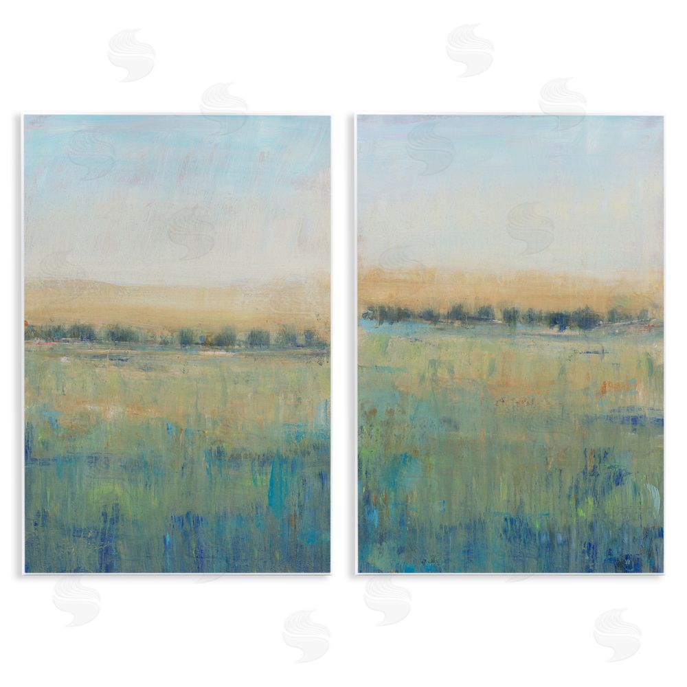 Tim O'Toole Sunset Open Meadow Soft Green Floral Field Wooden Wall Plaque Art Print