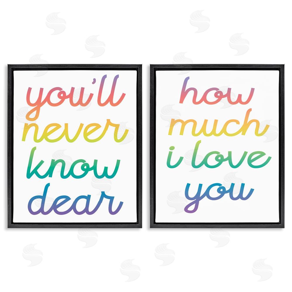 Stupell Studio Rainbow How Much I Love You Black Floating Frame Canvas Wall Art Print