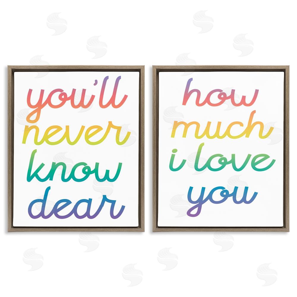 Stupell Studio Rainbow How Much I Love You Brown Floating Frame Canvas Wall Art Print