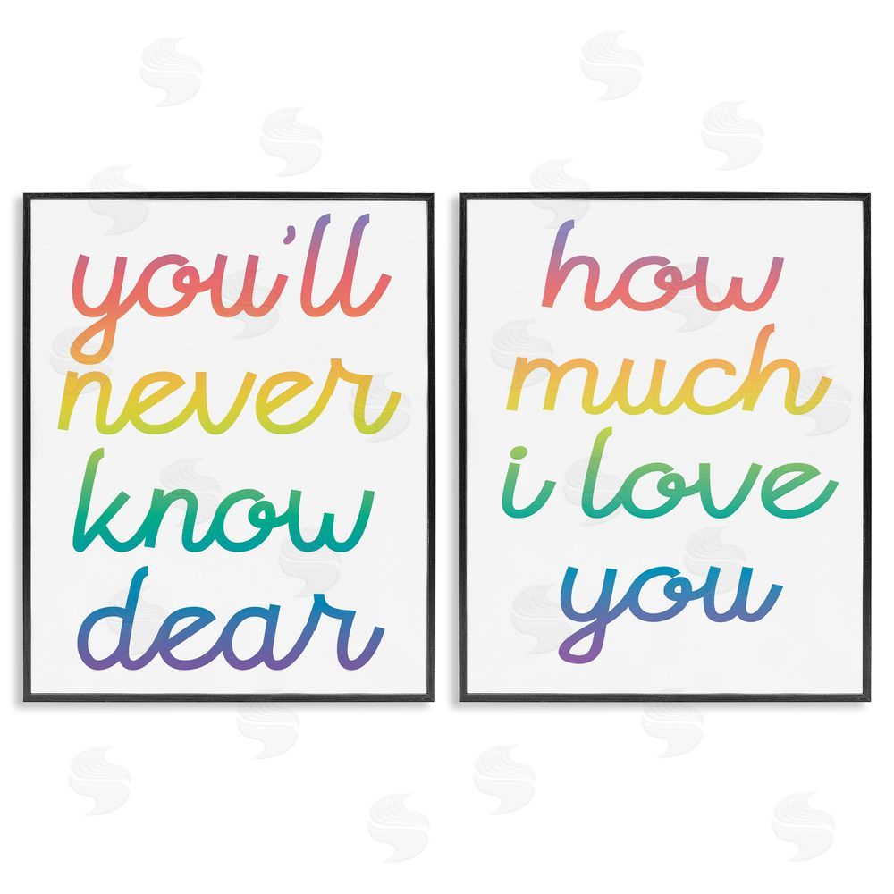 Stupell Studio Rainbow How Much I Love You Black Framed Giclee Wall Art Print