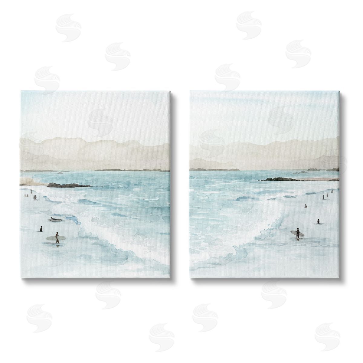 Grace Popp Coastal Surfers High Tide Soft Beach  Canvas Wall Art Print
