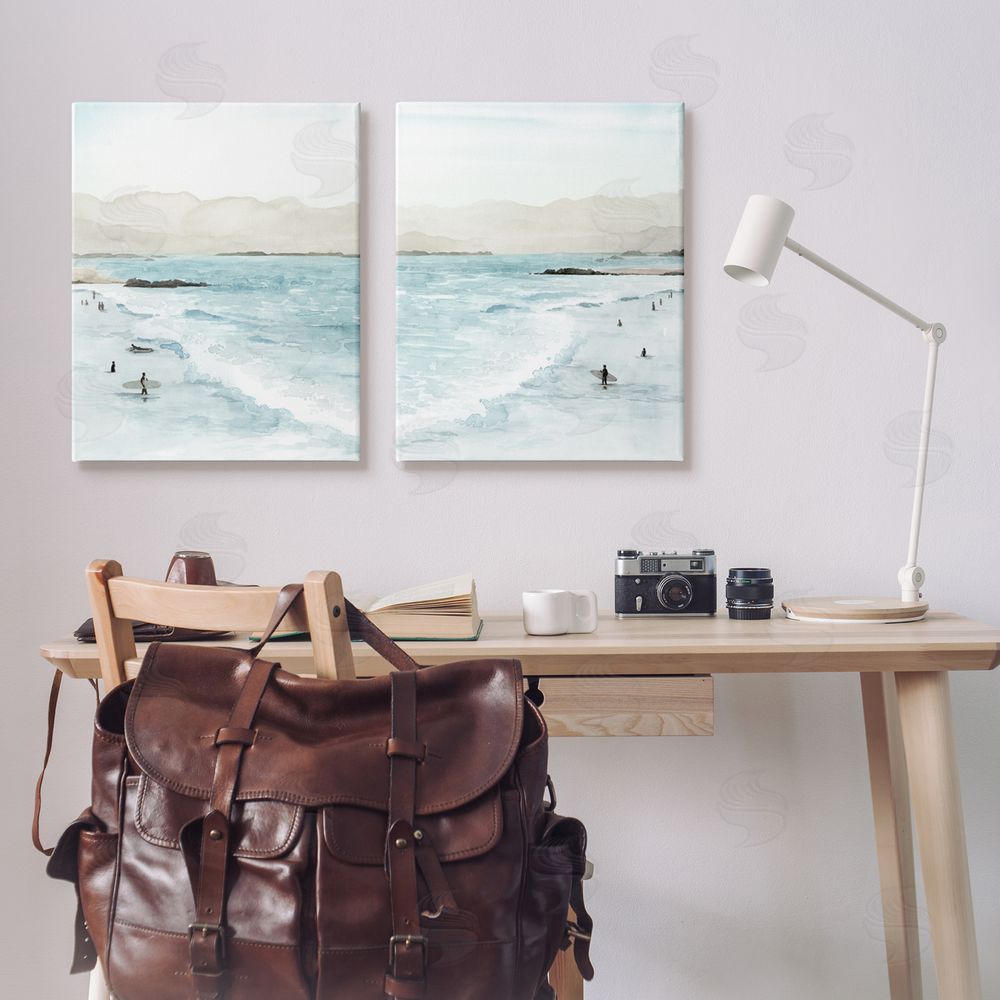 Grace Popp Coastal Surfers High Tide Soft Beach  Canvas Wall Art Print in Room