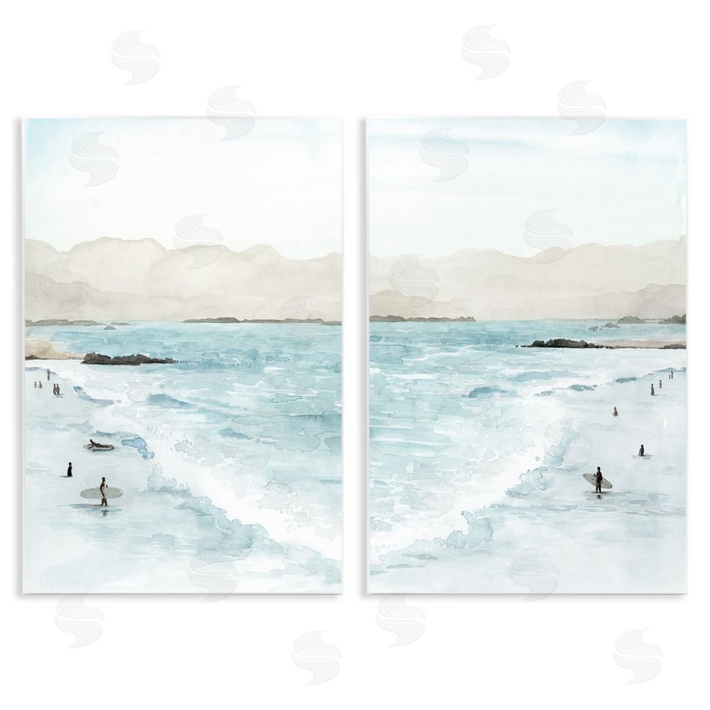 Grace Popp Coastal Surfers High Tide Soft Beach  Wooden Wall Plaque Art Print
