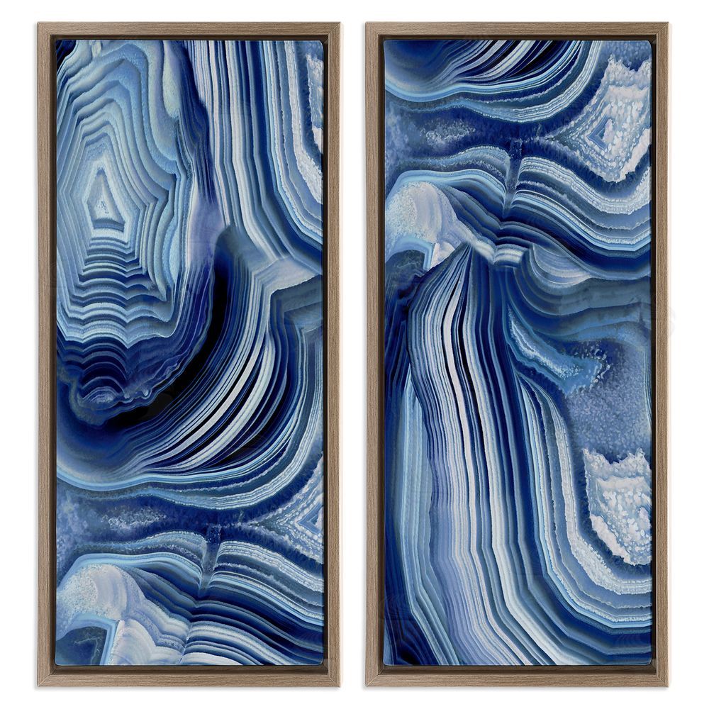 Danielle Carson Abstract Blue Rock Crystal Pattern Brown Floating Frame Canvas Wall Art Print