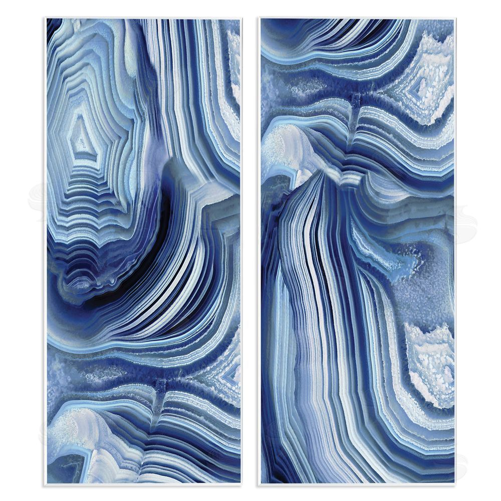 Danielle Carson Abstract Blue Rock Crystal Pattern Wooden Wall Plaque Art Print