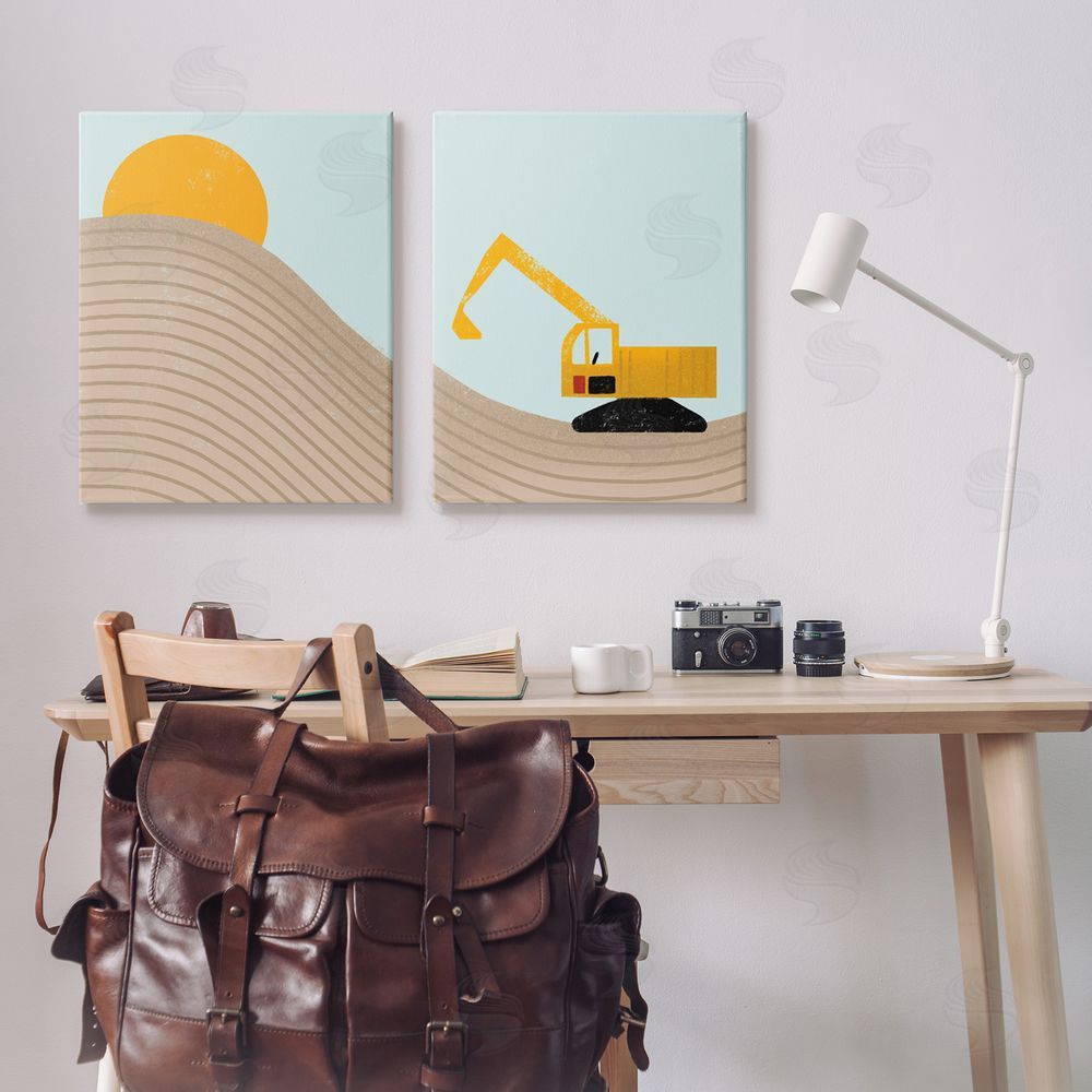 Stupell Studio Construction Truck Under Desert Sun Canvas Wall Art Print in Room