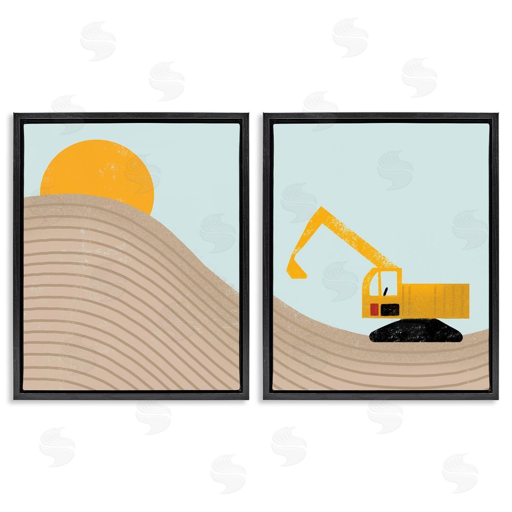 Stupell Studio Construction Truck Under Desert Sun Black Floating Frame Canvas Wall Art Print