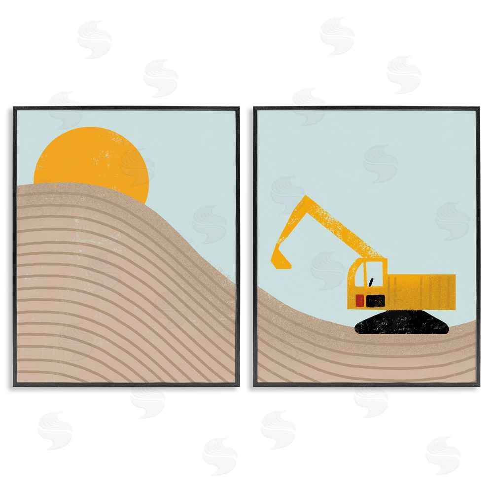Stupell Studio Construction Truck Under Desert Sun Black Framed Giclee Wall Art Print