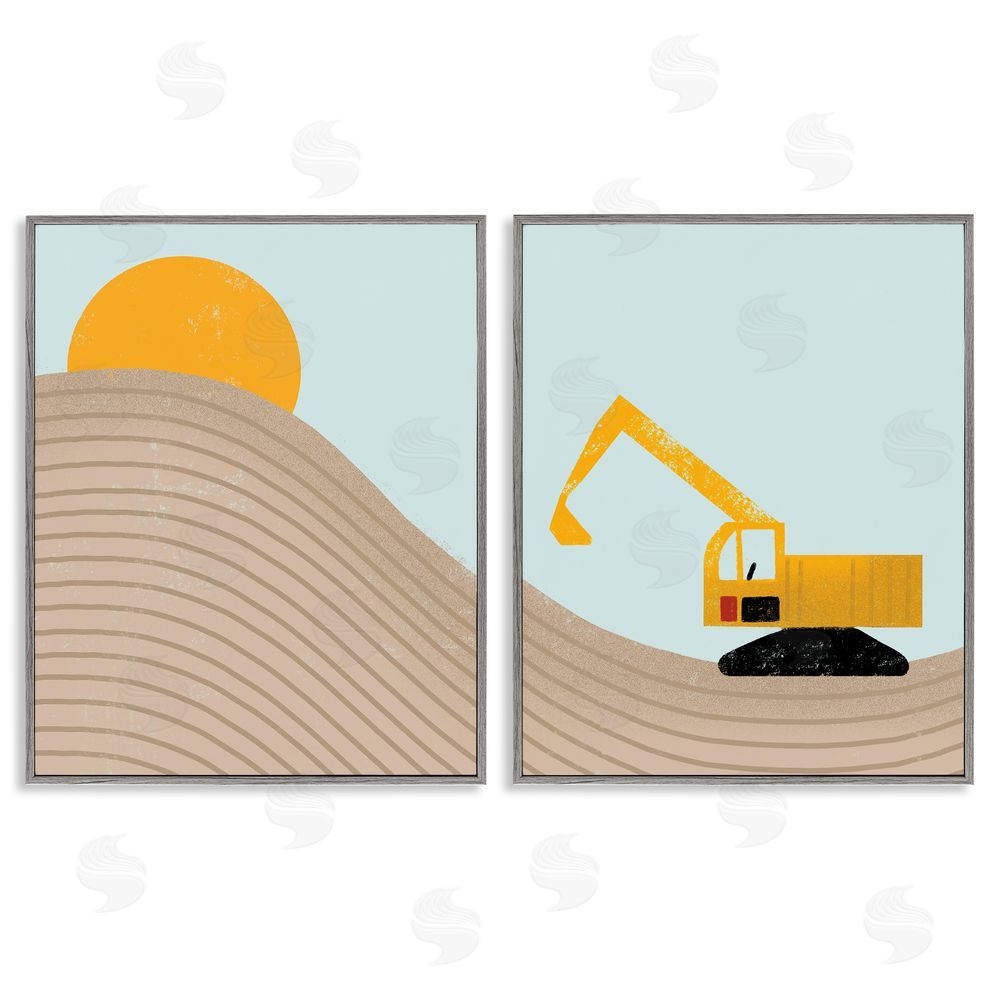 Stupell Studio Construction Truck Under Desert Sun Gray Framed Giclee Wall Art Print