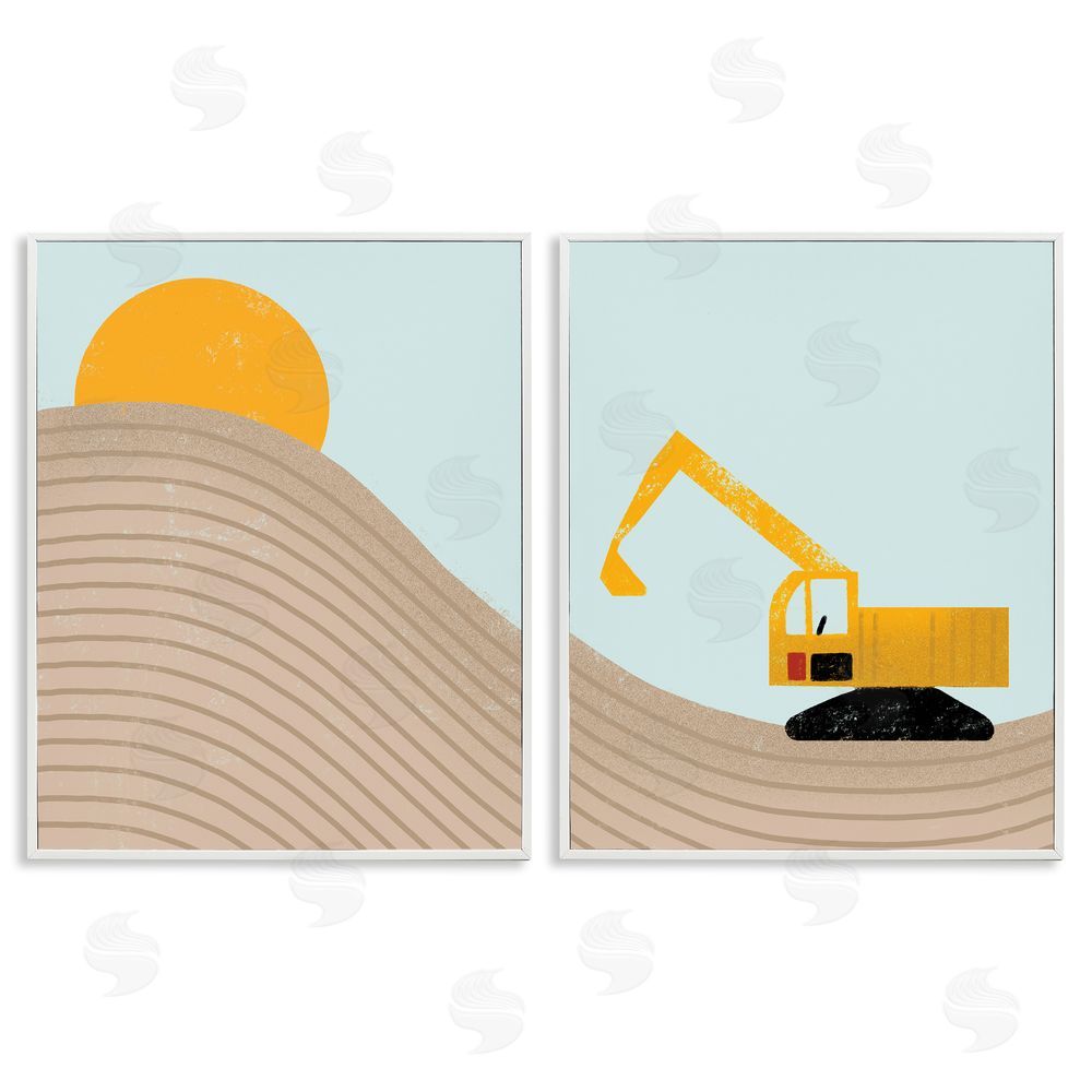 Stupell Studio Construction Truck Under Desert Sun White Framed Giclee Wall Art Print