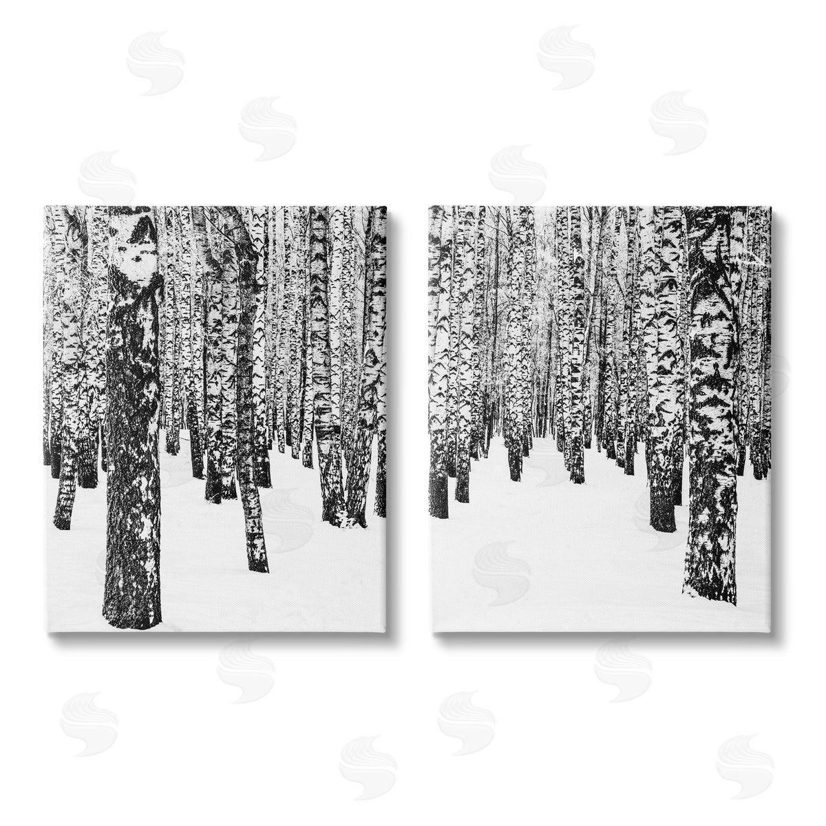Design Fabrikken Rustic Winter Forest Scene Birch Trees Canvas Wall Art Print