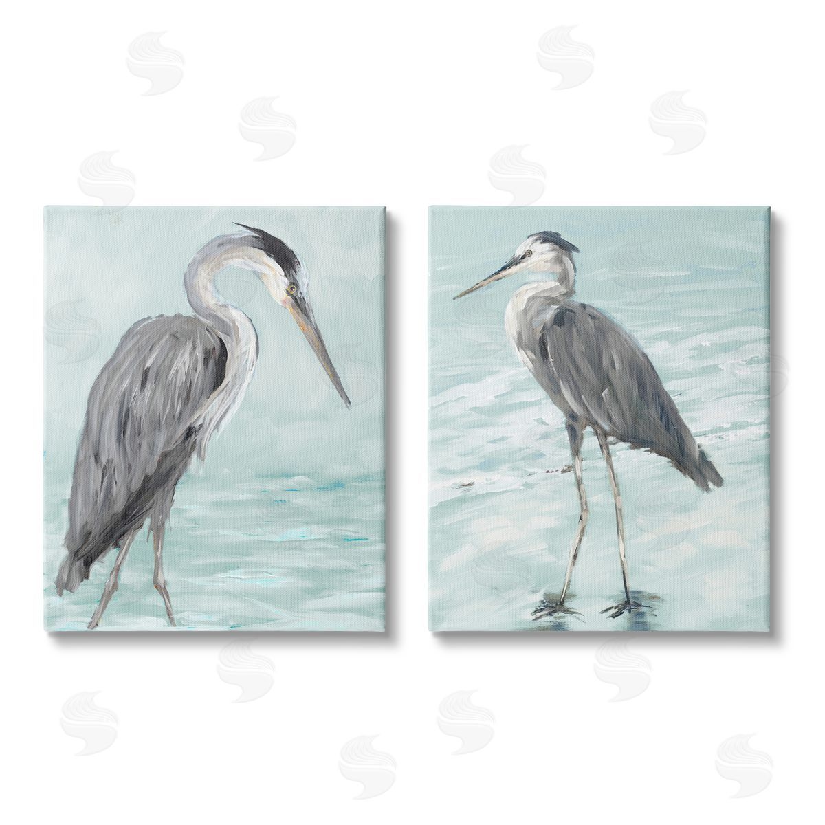 Julie DeRice Heron Birds Standing Shallow Beach Canvas Wall Art Print