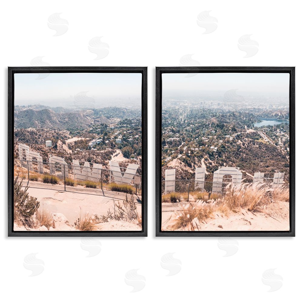 Natalie Carpentieri California Film Capital West Coast Hills Cityscape Black Floating Frame Canvas Wall Art Print
