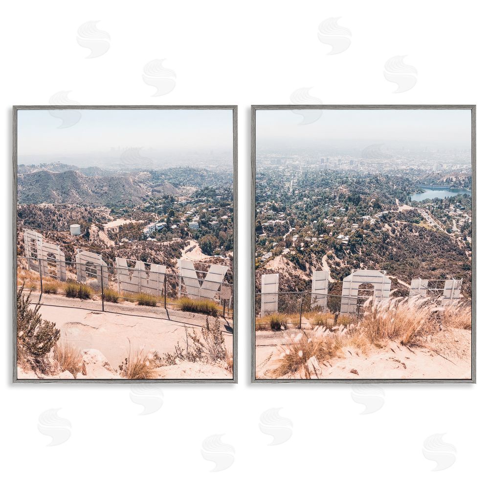 Natalie Carpentieri California Film Capital West Coast Hills Cityscape Gray Framed Giclee Wall Art Print