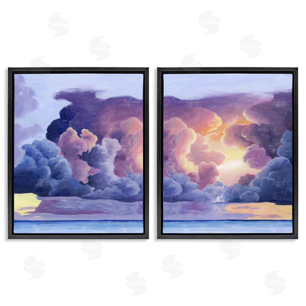 Grace Popp Nautical Horizon Sunset Sky Clouds Black Floating Frame Canvas Wall Art Print