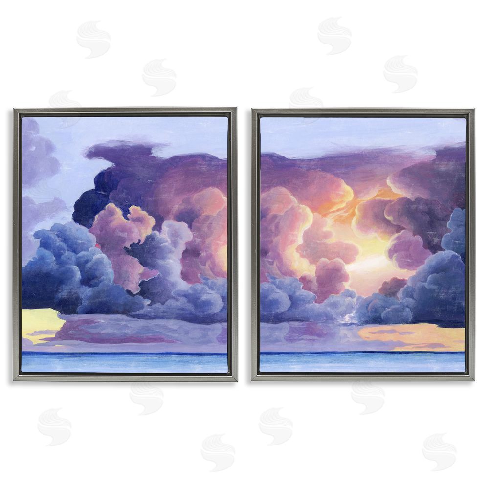 Grace Popp Nautical Horizon Sunset Sky Clouds Gray Floating Frame Canvas Wall Art Print