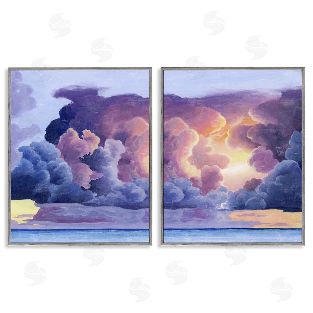 Grace Popp Nautical Horizon Sunset Sky Clouds Gray Framed Giclee Wall Art Print