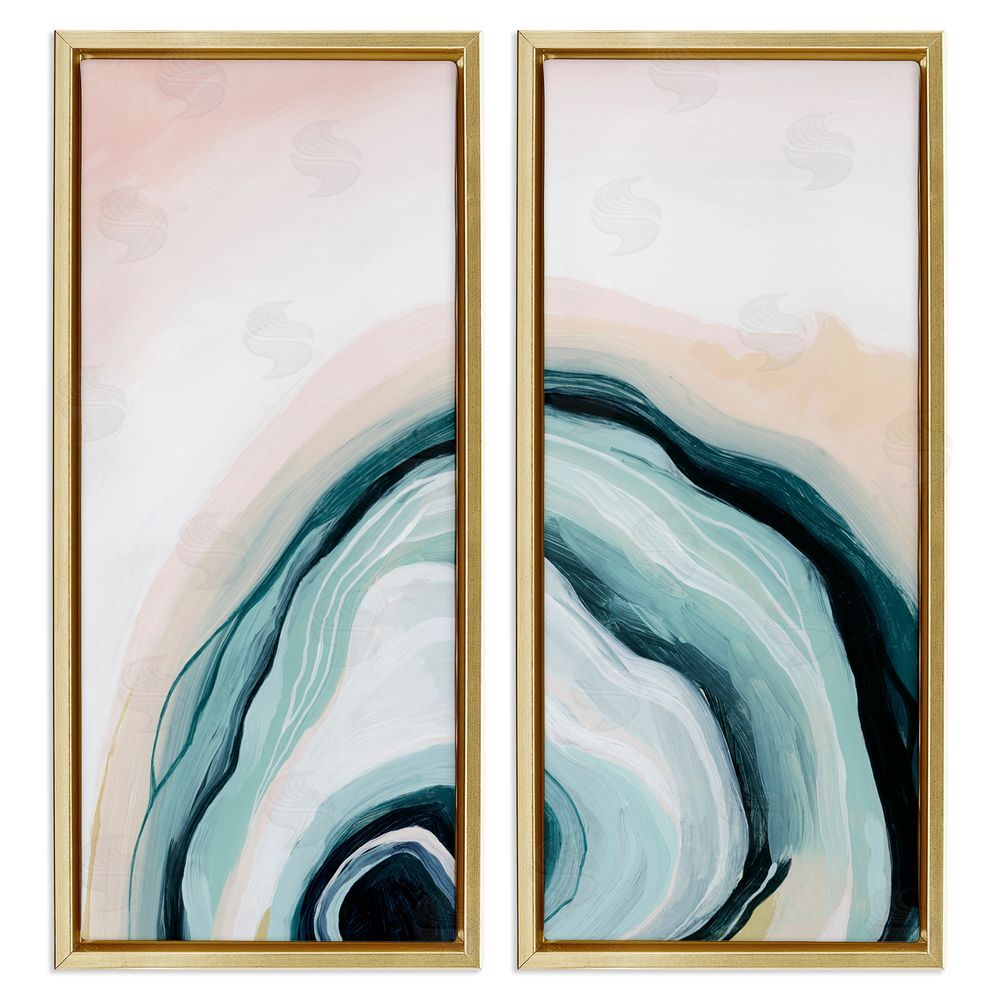 Grace Popp Abstract Seashell Interior Round Curves Gold Floating Frame Canvas Wall Art Print
