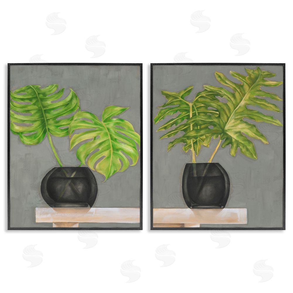 Jennifer Goldberger Tropical Plant Fronds Monstera Interior Black Framed Giclee Wall Art Print
