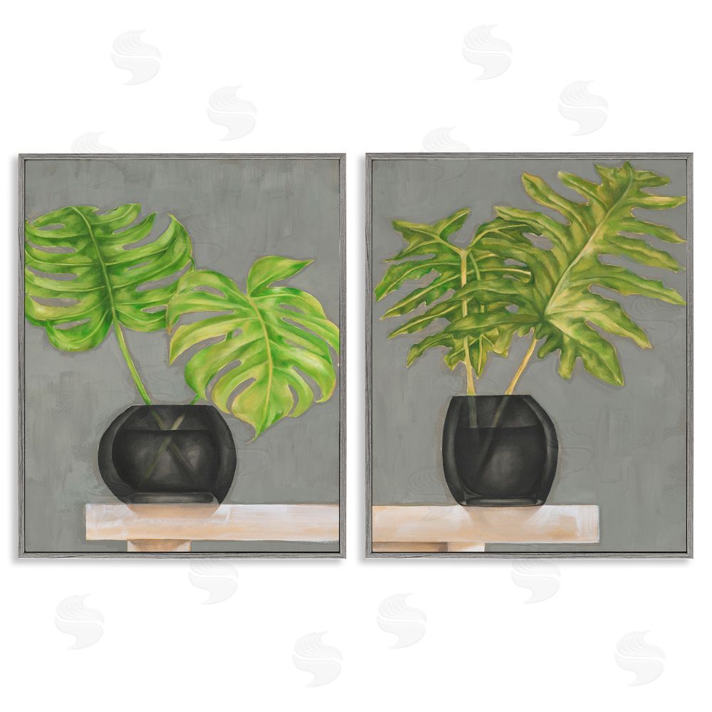 Jennifer Goldberger Tropical Plant Fronds Monstera Interior Gray Framed Giclee Wall Art Print