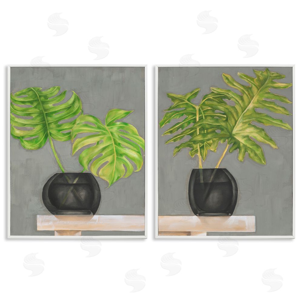 Jennifer Goldberger Tropical Plant Fronds Monstera Interior White Framed Giclee Wall Art Print