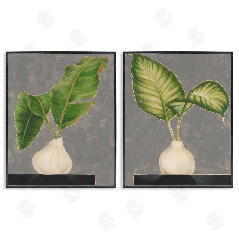 Jennifer Goldberger Large Palm Leaf Potted Plants Interior Black Framed Giclee Wall Art Print