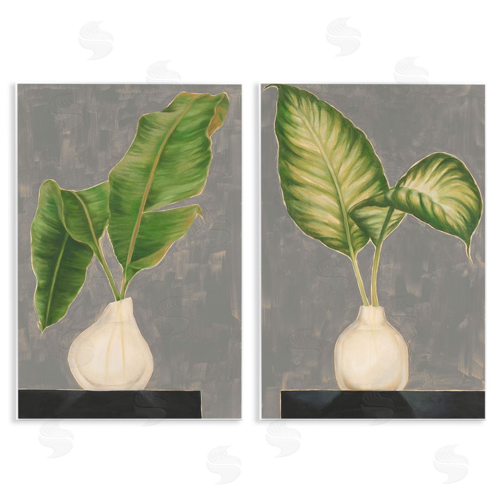 Jennifer Goldberger Large Palm Leaf Potted Plants Interior Wooden Wall Plaque Art Print