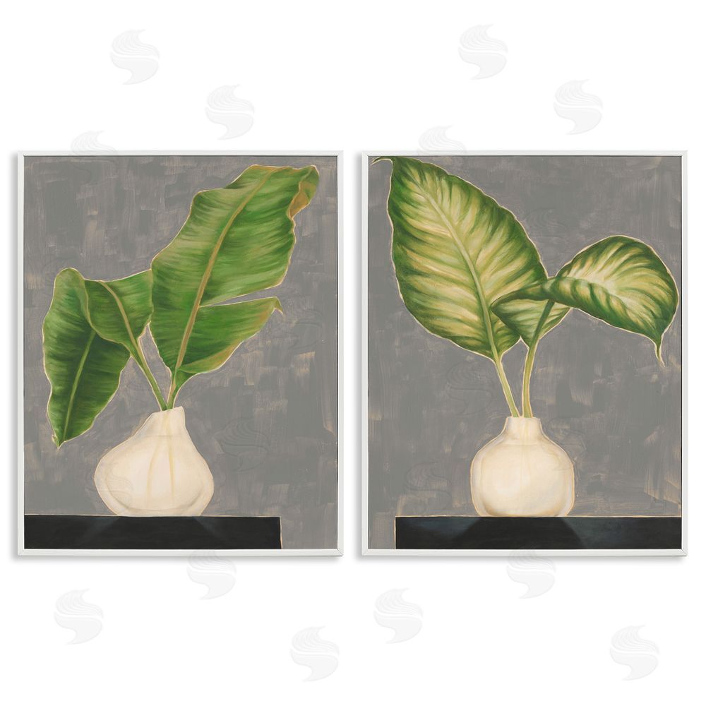 Jennifer Goldberger Large Palm Leaf Potted Plants Interior White Framed Giclee Wall Art Print