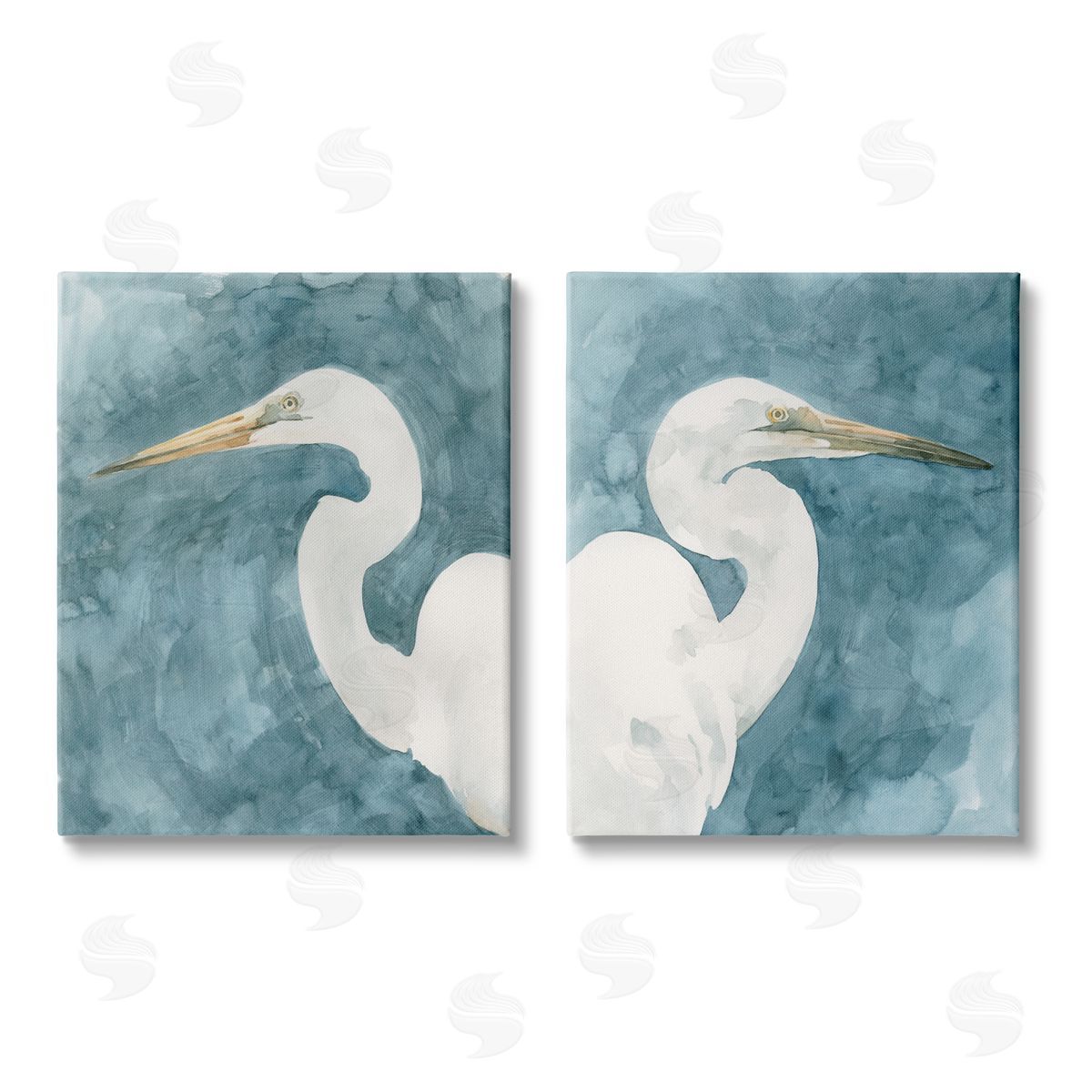 Emma Caroline Nautical Cranes Bird Portraits Abstraction Canvas Wall Art Print